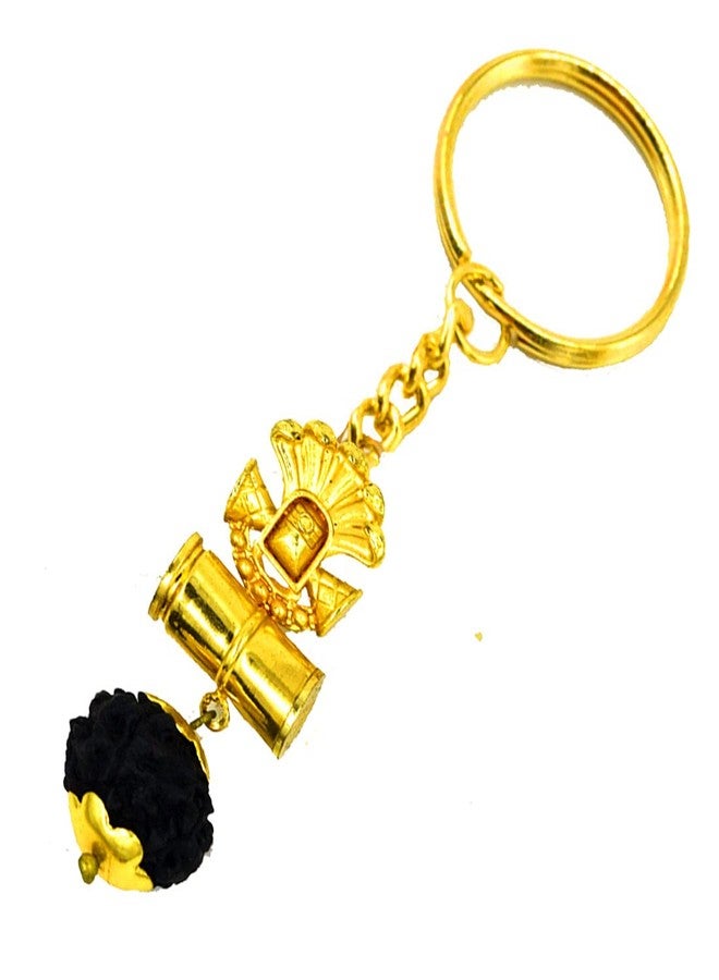 AFH Lord Shiva Shivlinga Sheshnaag Damaru Rudrkasha Religious gold metel Key Chain for men and women - Image 2